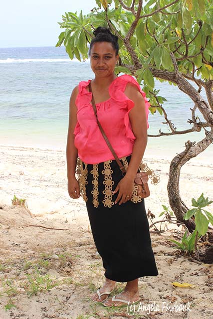 Lavinia our tour guide, Nuku'alofa, Tonga, copyright Angela Fairbank
