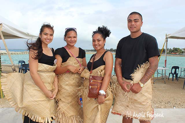 Teenagers in funeral raiment, Nuku'alofa, Tonga, copyright Angela Fairbank