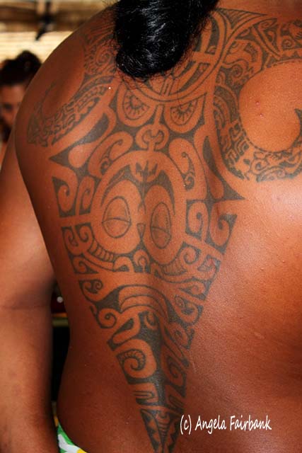 Tattoo at Tiki Theatre, Moorea, French Polynesia, copyright Angela Fairbank