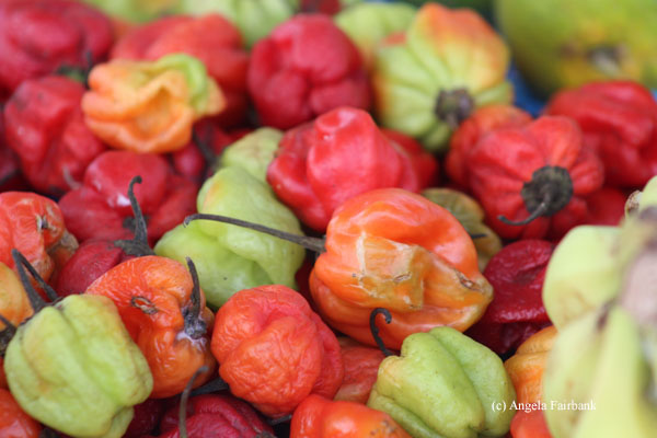 peppers in outdoor market