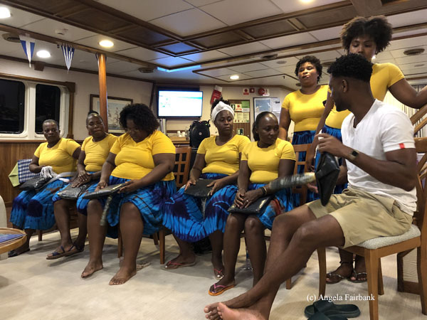 singers and dancers on ship